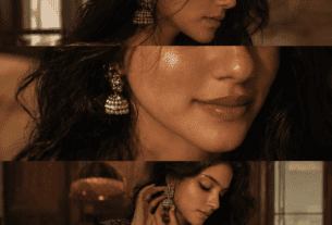 AI desi portrait collage prompts showing cinematic 5 frame aesthetic photography with neon and golden hour lighting