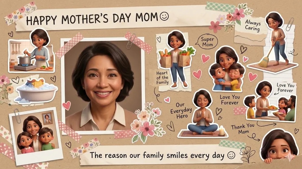 Happy Mothers Day AI Photo Prompt Free 2026 Scrapbook Style