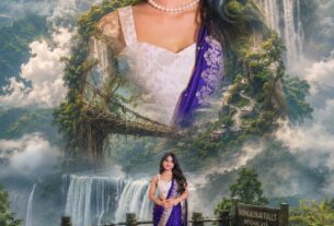 Meghalaya AI travel poster - double exposure cinematic photo