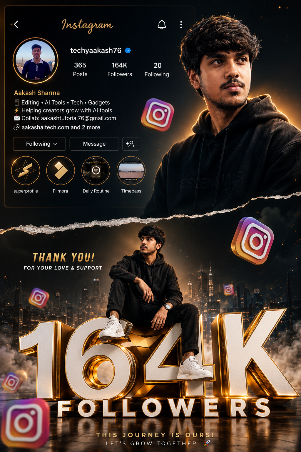 Instagram Milestone Poster Prompt Free 2026 – Aakash AI Tech