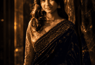 Cinematic portrait AI photo editing result using blue neon studio prompt in ChatGPT